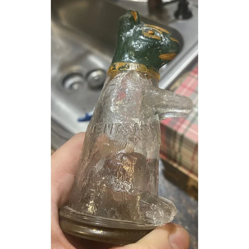 1900s Glass Rabbit Candy Container